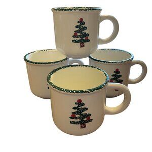 Furio Home Christmas tree green sponged set of 4 mugs Made in Italy coffee tea